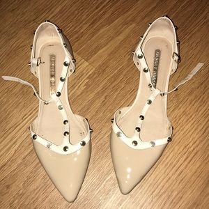 Studded nude pointed toe FLATS
